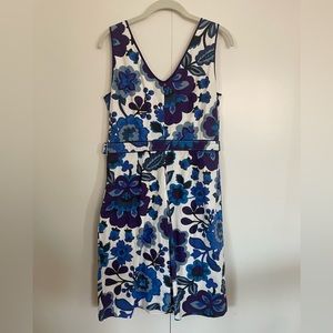 Boden retro floral sheath dress cotton purple blue flowers women's